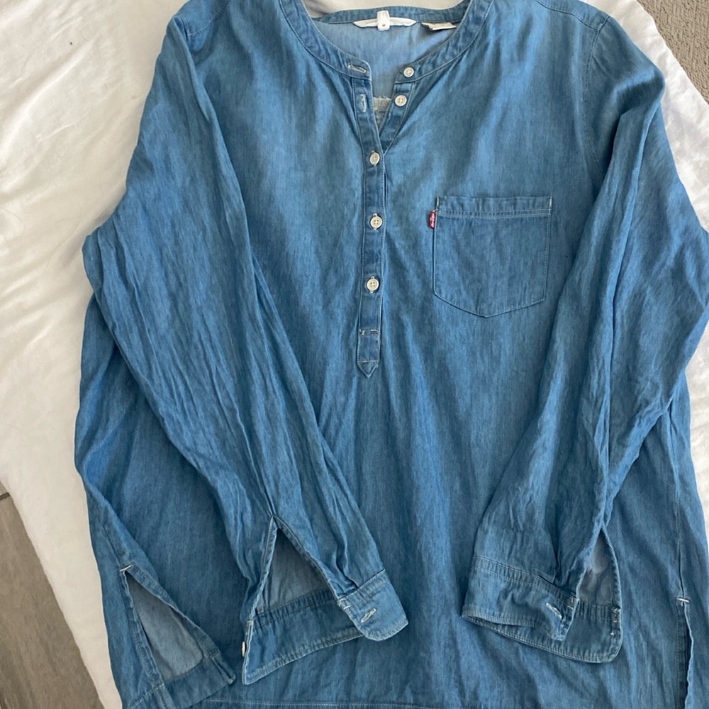 Levi Half Button Denim Shirt